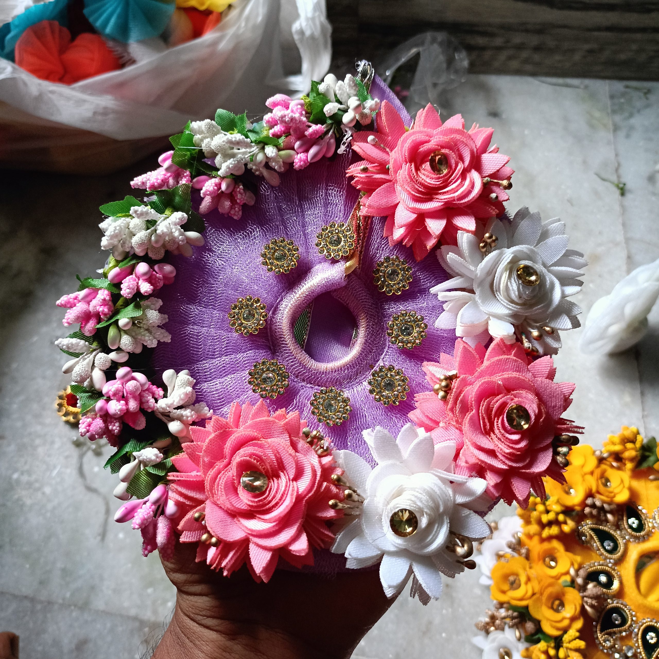 Lavender Flower Design Laddu Gopal Poshak