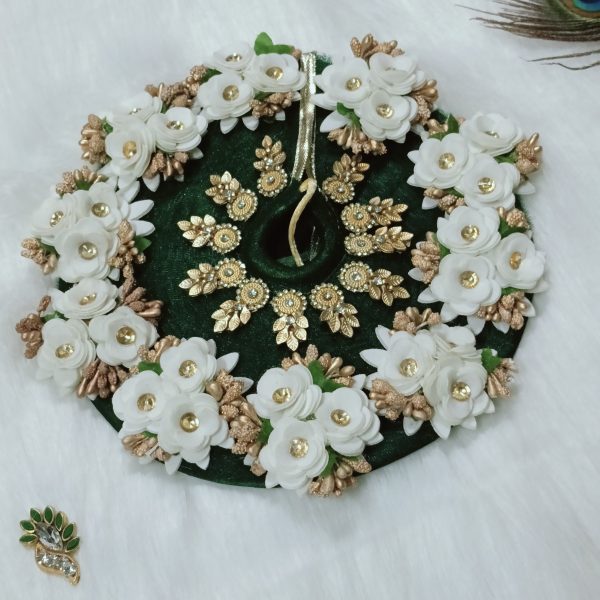 Green Flower Design Laddu Gopal Poshak