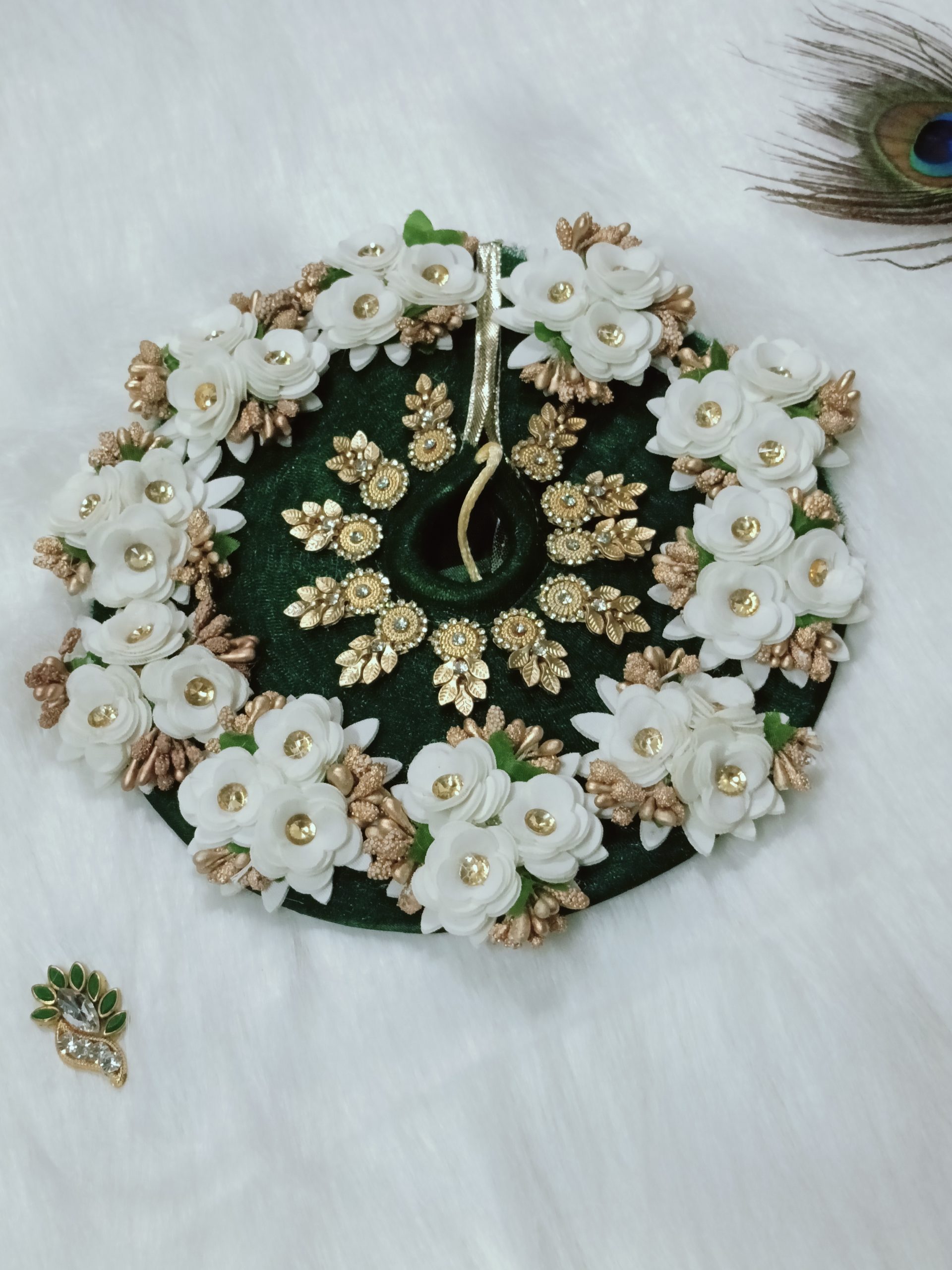 Green Flower Design Laddu Gopal Poshak