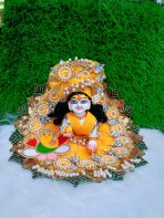 Yellow Laddu Gopal Outfit with Ganpati Embroidery