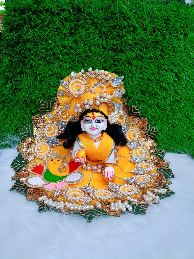 Yellow Laddu Gopal Outfit with Ganpati Embroidery